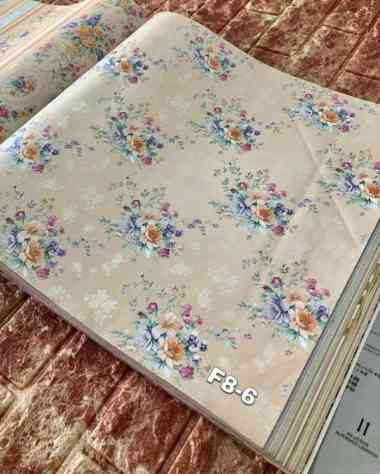 WALLPAPER DINDING MOTIF BUNGA SHABBY UNGU PINK