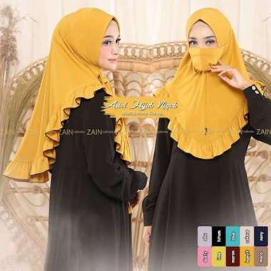 KERUDUNG MASKER FASHION MUSLIM HIJAB INSTAN / JILBAB SYARI MUSTARD