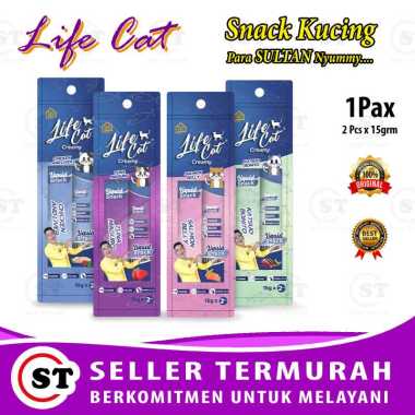 Life Cat Creamy Treats 30gr Cemilan Snack Kucing 2 X 15gr No Meo Cair Adult & Kitten 1Pack Snack Kuc