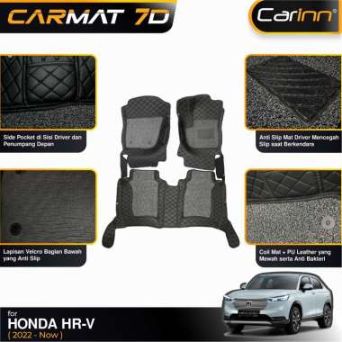 Carinn Karpet Mobil Honda Hr-v Hrv 2021-On 7D Premium Carmat Diamond Black + Koil Carpet