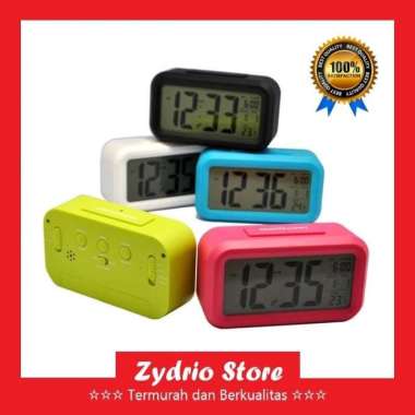 Jam Weker Alarm Meja LCD Digital Lucu Warna Warni -Digital Alarm Clock Biru