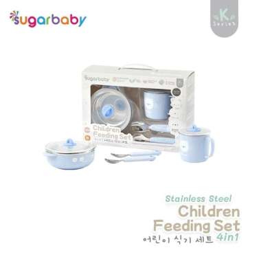 Sugar Baby Stainless Steel Children Feeding Set 4in1 / Alat Makan Bayi Blue
