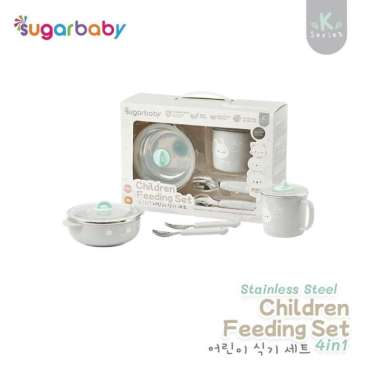 Sugar Baby Stainless Steel Children Feeding Set 4in1 / Alat Makan Bayi Grey