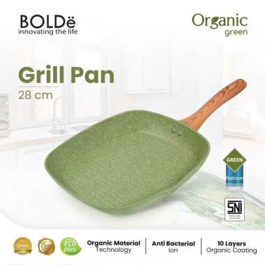 Organic Green Grill Pan 28 cm (Teflon / Panci Panggang Anti Lengket)