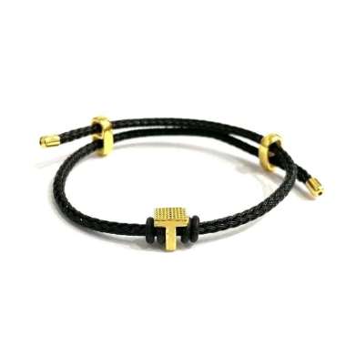 Gelang Tali Inisial Huruf T Balok Elegant Emas Asli
