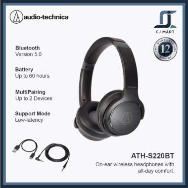 Audio Technica ATH-S220BT / S220 BT Bluetooth Headphone Headset On-Ear Black