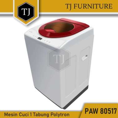 Polytron Mesin Cuci 1 Tabung Top Load Pengering Baju Kapasitas 8 kg PAW 80517 PAW-80517 PAW80517 Merah