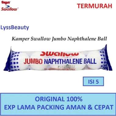 Swallow Kapur Barus Kamper Jumbo Napthalene 5 Ball Putih