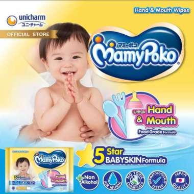 Tissue basah MamyPoko Hand and Mouth 50 Non Perfume Tisu Basah