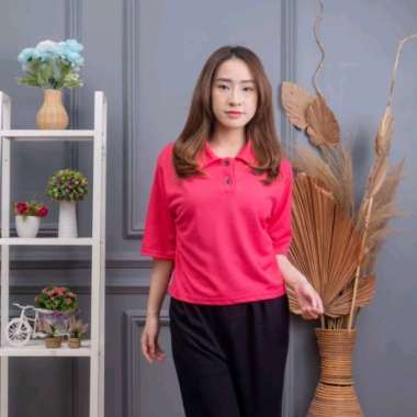 Polo Shirt Wanita Crop Loni Baju Kerah Wanita Baju Wanita Kerja Merah
