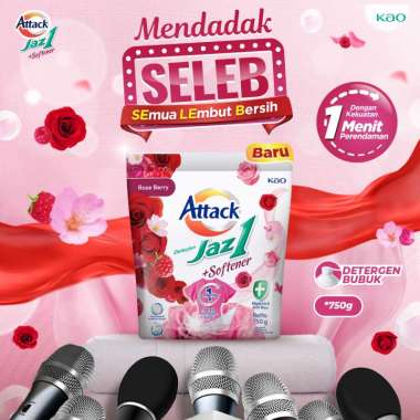 Attack Jaz1 + Softener Rose Berry Deterjen Bubuk 750 g