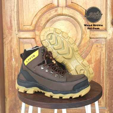 Supervice Sepatu Boots Safety Wood Model 43 Coklat Sol Kuning