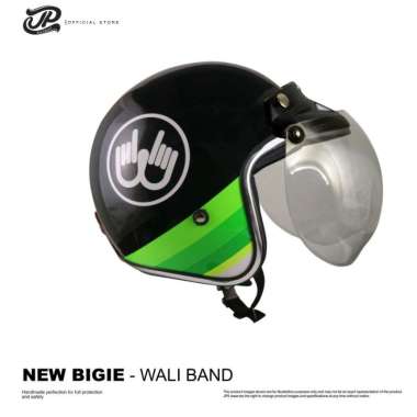 Helm JP Retro New Bigie Wali Kaca - Super Black L