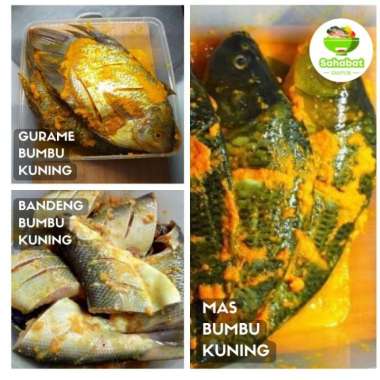 Aneka Ikan Bumbu Kuning /Gurame/Bandeng/Mas/Lele/Nila - BawangBagus Kakap Merah 500gr