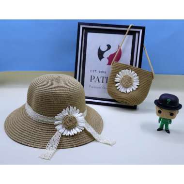 Topi Oval anak Paketan Tas Bunga Matahari Daisy Besar Liburan Panta Piknik Gift Kado Ulang Tahun Pat