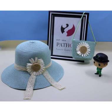 Topi Oval anak Paketan Tas Bunga Matahari Daisy Besar Liburan Panta Piknik Gift Kado Ulang Tahun Pat