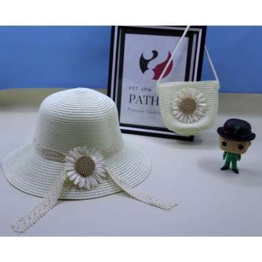 Topi Oval anak Paketan Tas Bunga Matahari Daisy Besar Liburan Panta Piknik Gift Kado Ulang Tahun Pat