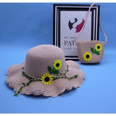 Topi Anak balita Pantai Paketan Tas Bunga Matahari Sun Flower Import Pink
