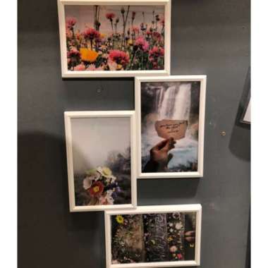 YLEVD Pigura Frame Bingkai 4 Foto Hitam