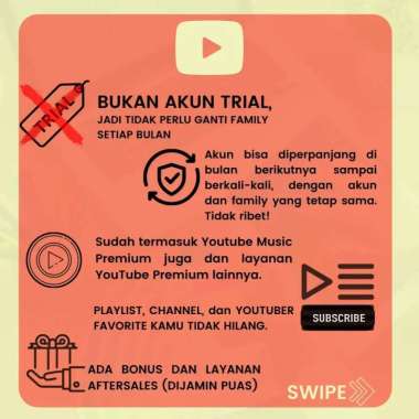 YOUTUBE PREMIUM 1 BULAN FULL GARANSI TANPA GANTI FAMILY TIAP BULAN