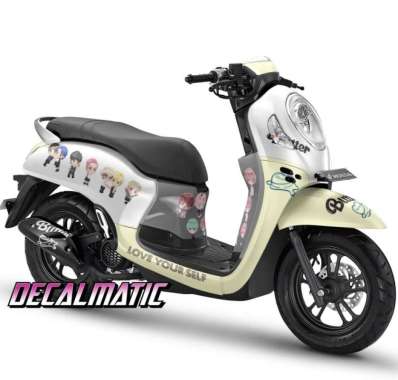 Stiker Full body Decal dan Dashboard Scoopy All Type - BT21 BTS Butter 2020-2023 Ungu