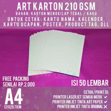 art karton 210 gsm a4 isi 50 lbr / kertas carton paper glossy 210 gram Multicolor