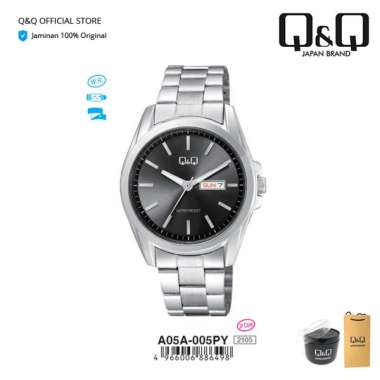 Q&Q QnQ QQ Original Jam Tangan Pria Analog Stainless Steel - A05 A05A Tahan Air 3 BAR A05A-001