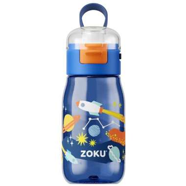 Zoku Blue Space Kids Flip Gulp Bottle - Botol Minum Anak, Botol Minum Sedotan, Botol Minum Anak anti