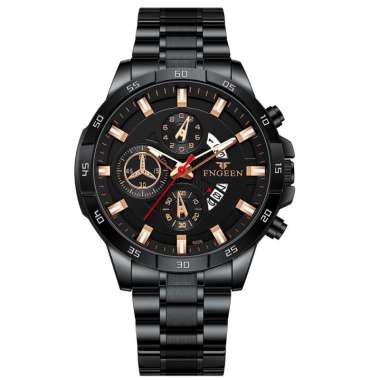 5225 Jam Tangan Pria Luxury Stainless Steel Sport Quartz Original Anti Air Watch Full Black