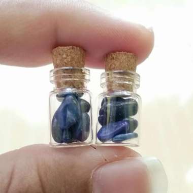 Paket 2 Botol Hiasan Kaca Batu Natural Lapis Lazuli Kecil Mini
