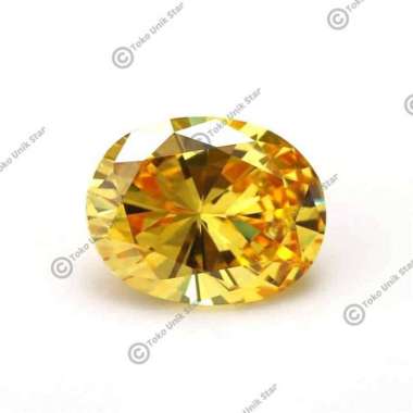 Batu Permata Yellow Diamond Cubic Zirconia / Berlian Zircon AAA Oval