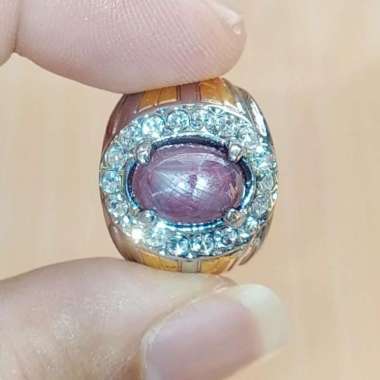 Cincin Batu Permata Natural Ruby Star Africa Cabochon Asli