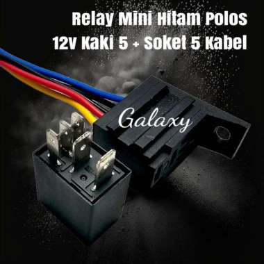 Relay Mini AC / Universal Mobil - 12v + Soket Kabel Hitam+soket5kbl