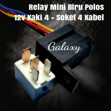 Relay Mini AC / Universal Mobil - 12v + Soket Kabel Biru+soket 4kbl