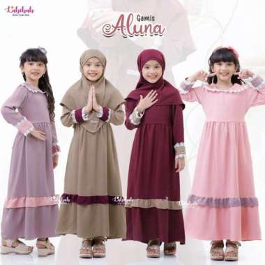 Dress Aluna Kids Size L-XXL -1 Set- Gamis Pesta Anak Syari by Labebah Multicolor