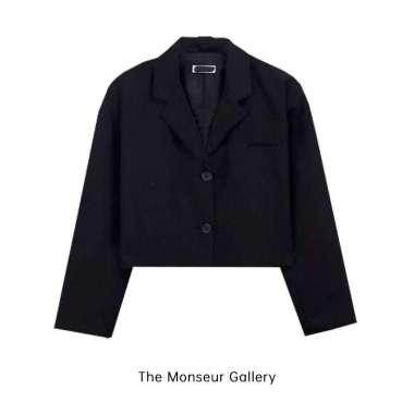 The Monseur Gallery Blazer Jaket Crop Panjang Korean Style Hitam