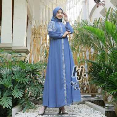gamis pesta khadijah mode Larisa set Free hijab Sampai Jumbo Jumbo Denim