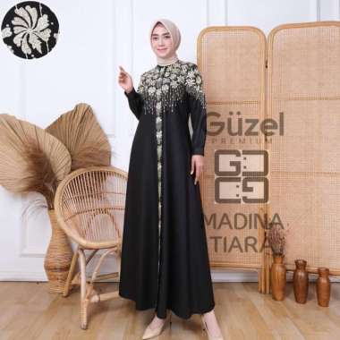 gamis pesta Guzel Madina Tiara original fashion muslim XXL Hitam