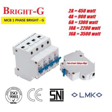 MCB 1 Phase BRIGHT-G New Pallas 2A 4A 6A 10A 16A (Single Pole) 10A