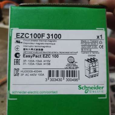 Mccb Breaker Ezc Easypact Ezc100F 3P 3 Phase 10Ka 60 75 80 100 A Amper Multicolor