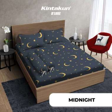 Kintakun Sprei Fitted Midnight D’LUXE Gold Microtex Seprai 160/180/200 Tinggi 30 cm 160 x 200