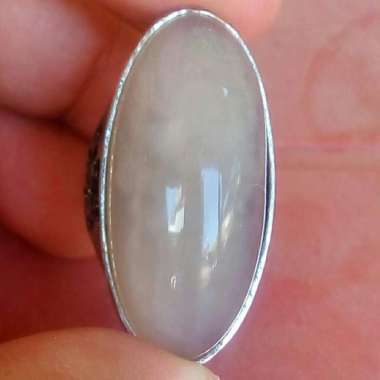 Cincin Akik Batu Pandan Kapas Putih Abu Sisik