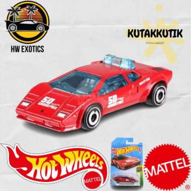 Hot Wheels Mobil Polisi Lamborghini Countach Pace Car Merah HW Exotics