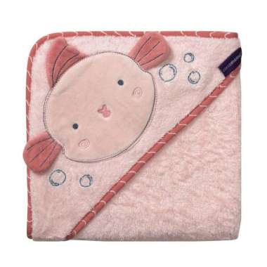 Clevamama Bamboo Apron Baby Bath Towel Pink Fish