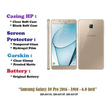 Samsung Galaxy A9 Pro 2016 - A910 - 6.0 inch - Case - Screen Protector - Battery - Dll Black Soft Ca