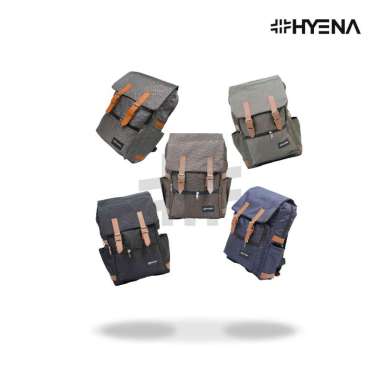 Hyena - Backpack Tas Kuliah Fashion Pria Wanita Ransel Sekolah SMP SMA (YN68 Colyn) Brown