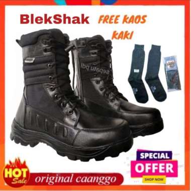 BOSSINDO Sepatu pdl jatah TNI AL MILITER Black Shak original 43 Hitam