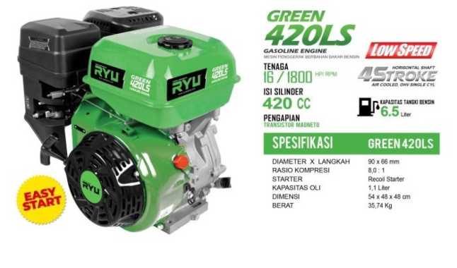 MESIN PENGGERAK/GASOLINE ENGINE GREEN420 (LS) - RYU