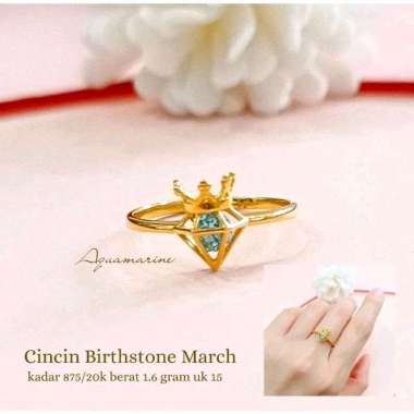 Cincin Birthstone Bulan Kelahiran Elegant Hadiah Ultah Emas Asli September