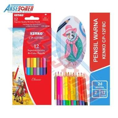 Pensil Warna Kenko Bi-Color [CP-12FBC/24 Warna] / Pengsil / Pinsil / Color Pencil Warna Lengkap 1 Se